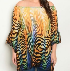 Mustard Mutli Colored Plus Top NWOT